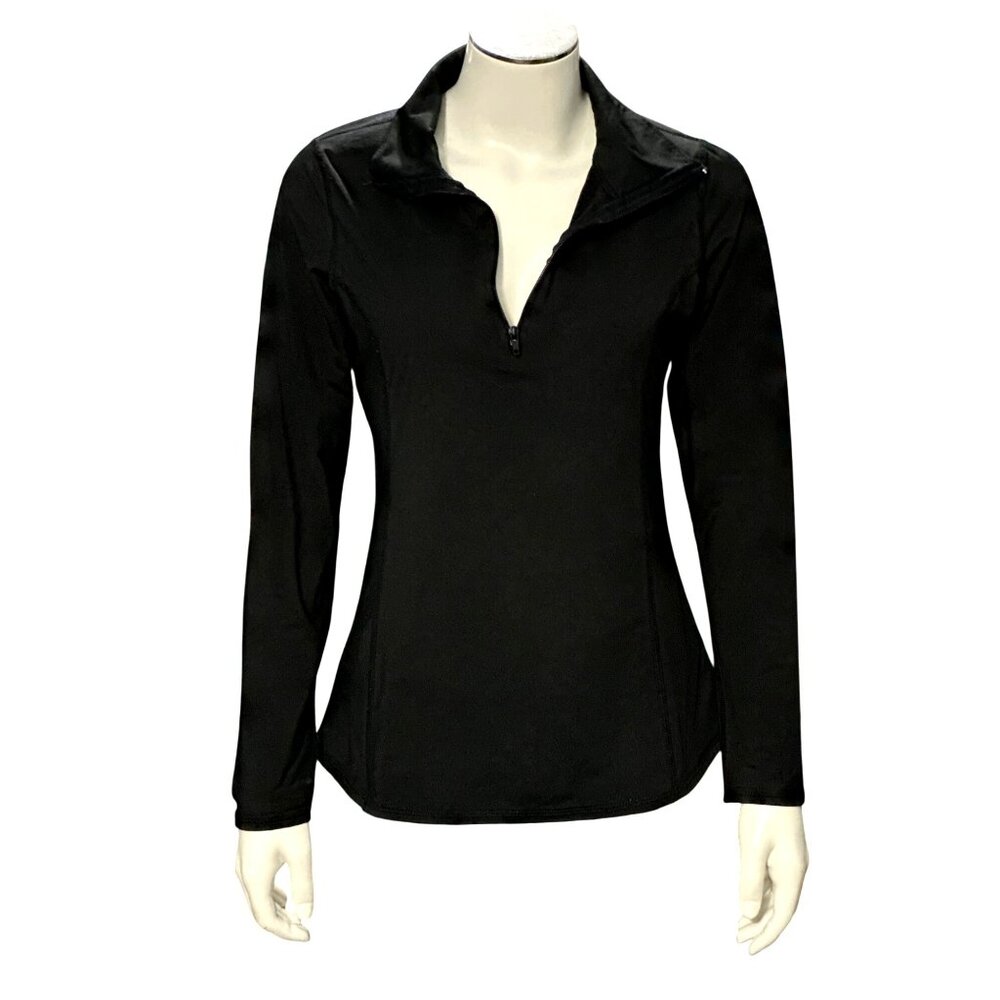 CCC Black Long Sleeve Quarter Zip Athletic Wear Pullover Jacket Size S